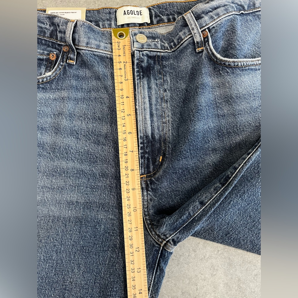 AGOLDE Harper Mid Rise Relaxed Straight Jeans in Fix—32 - Picture 13 of 14